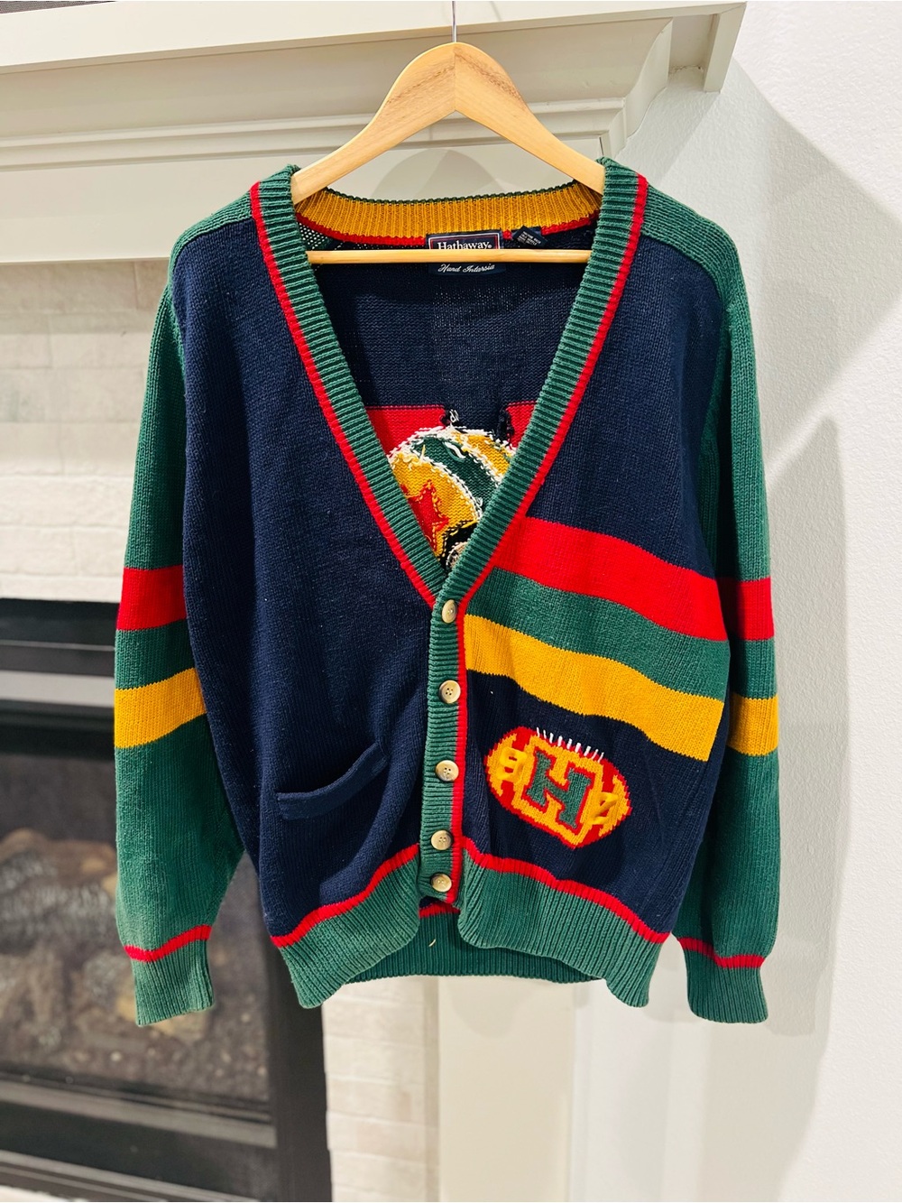 Vintage Football Soorts Themed Cardigan Knit Sweater